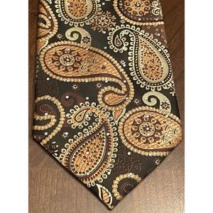 Manzini Neckwear Collection Orange Brown Polyester Men’s Neck Tie Made In China